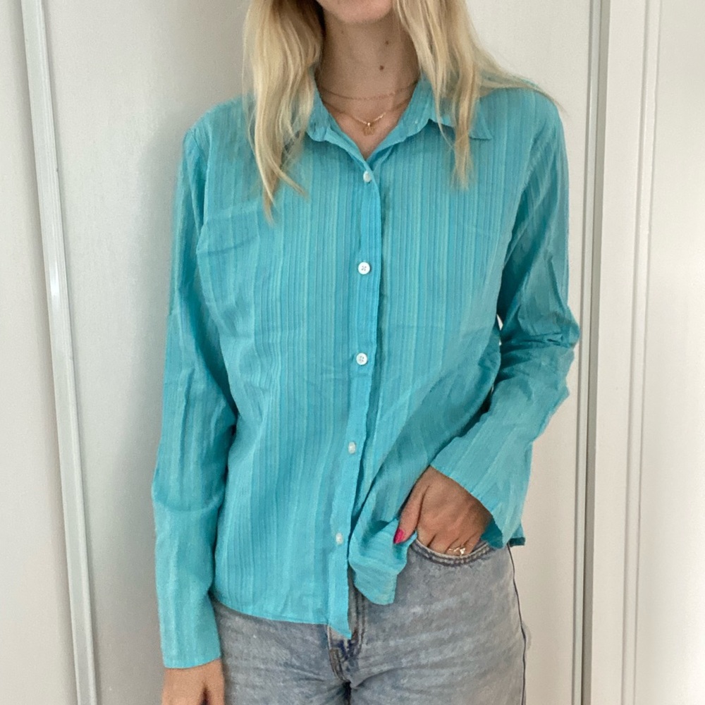 Blue striped Eddie Bauer button up